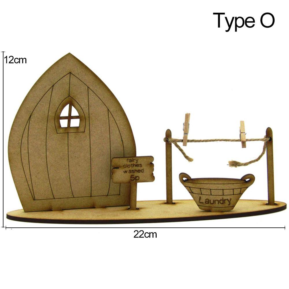 Miniature Fairy Gnome Door Figurines Vintage Wooden Elf Home Fairy Elf Door Kit For Yard Art Garden Tree Sculpture Statues Decor