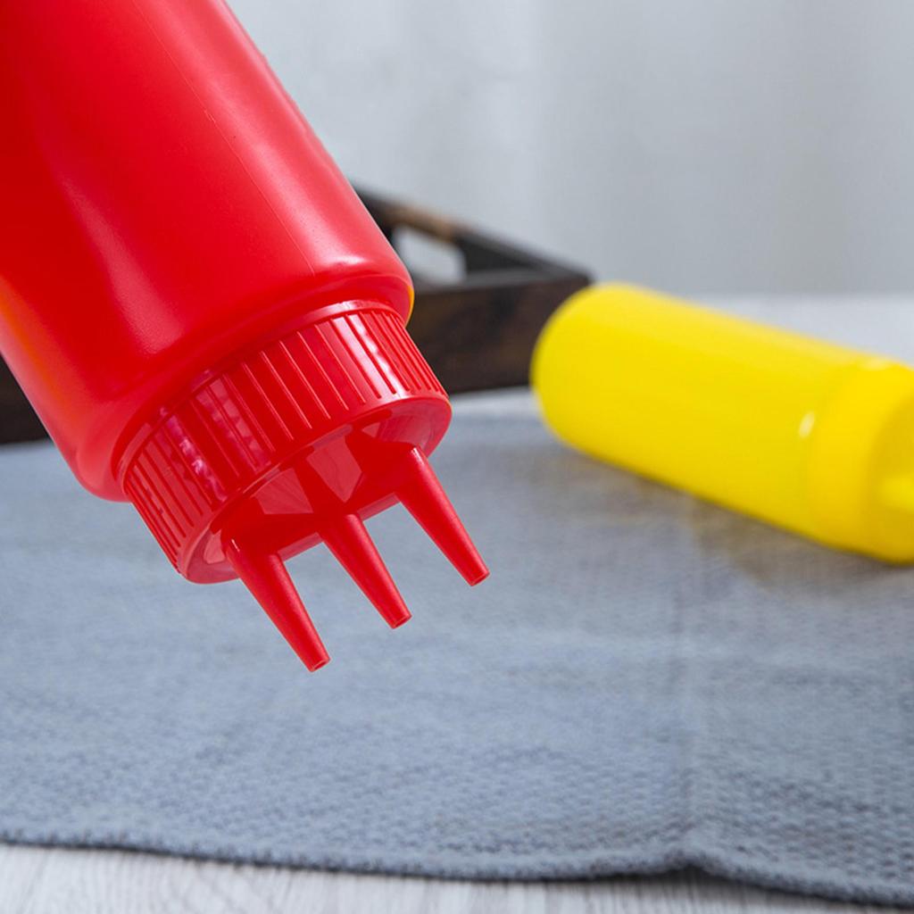 3 Hole Ketchup Bottle Salad Dressing Bottle Gadget Squeezable Refillable for Syrup Sauces Condiments Ketchup