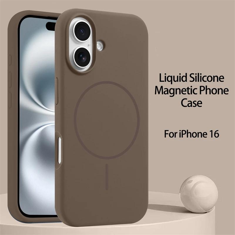 New Gold Liquid Silicone Magsafe Case For iPhone 16 14 15 Plus 13 12 11 16 Pro Max Magnetic Wireless Charge Protector Soft Cover