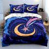 "Celestial Moon Stars Decor Set" Bedding Set with 1 Duvet Cover 2 Pillowcases Single Double King Queen, Gift