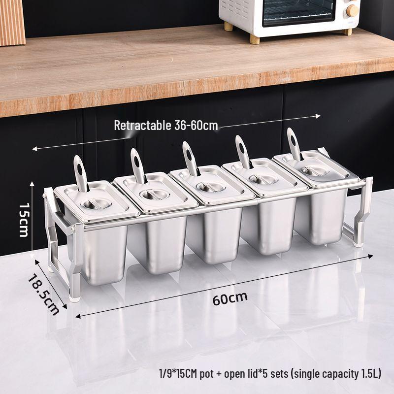 Commercial Stainless Steel Multi-Compartment Condiment Tray Set for Milk Tea Shop