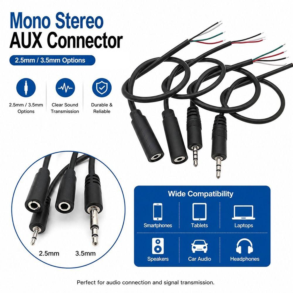 1Pcs 2.5mm/3.5mm Mono Stereo AUX Connector 2/3/4Pins Earphone Mic Repair Cable Earphone Repair