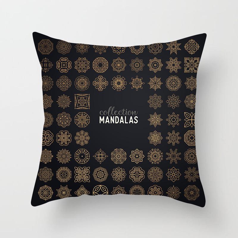 Black and White Ethnic Style Elephant Print Car Cushion Cover Sofa Pillow Cover Homewares