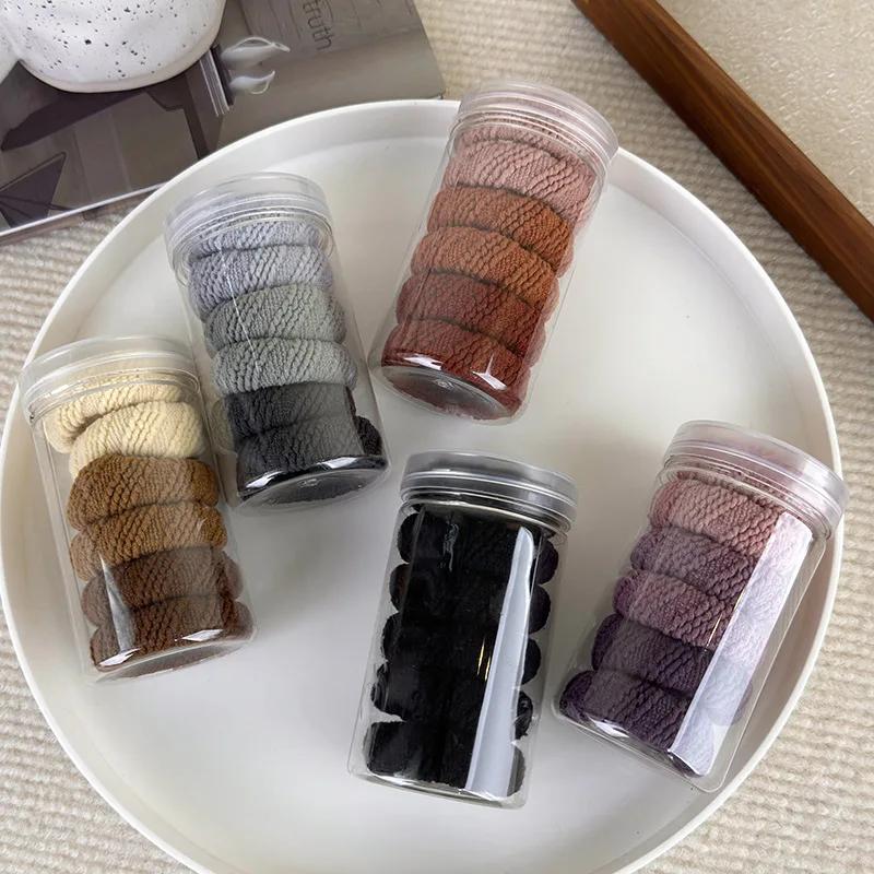 6Pcs/set Canned Hair Rope Thicken High Elastic Hairband Womens Kids Simple Colorful Knitting Headbands Ties Ponytail Rubber Band