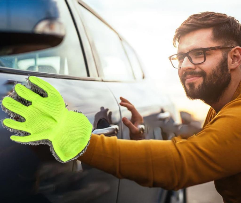 Car Wash Glove 5 Finger Double Sided Car Wash Towel Microfiber Soft Mesh Scratch Resistant Car Wash Cloth Wheel Cleaning