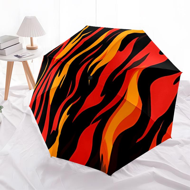 1pc Flame PatternAutomatic Open/close Umbrella, 8-Rib Sturdy Structure, Portable Travel Umbrella, Parties, Everyday Usec62