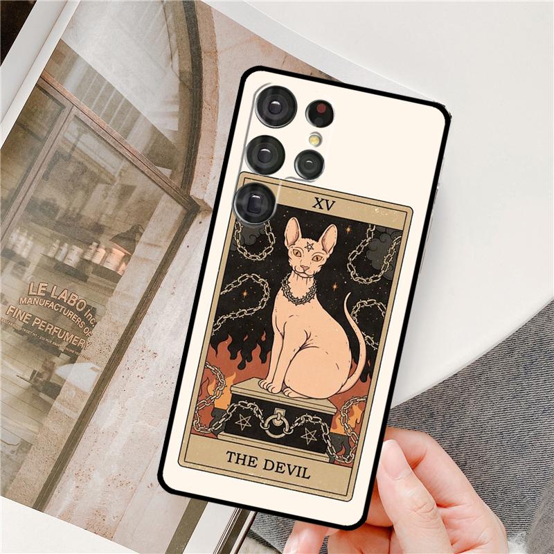 Tarot Card Cute Art Cats Phone Case For Samsung Galaxy S24 Ultra S9 S10 S20 S22 S21 Plus S23 FE S25 Ultra Full Cover