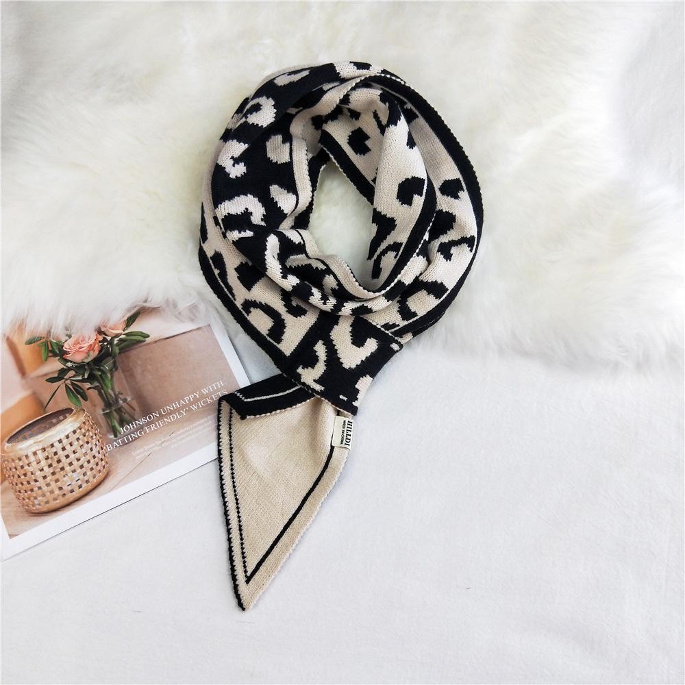 Leopard Knitted Wool Scarf Women's Autumn Winter Fashion Scarf Warm Scarf