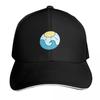 Wave And Sun Trapped In A Circle Baseball Cap Cotton Twill Breathable Contrast Two Tone Brim Snapback Flat Bill