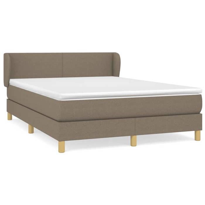 3126649 vidaXL Divan Bed with Mattress Taupe 140x200 Cm Fabric