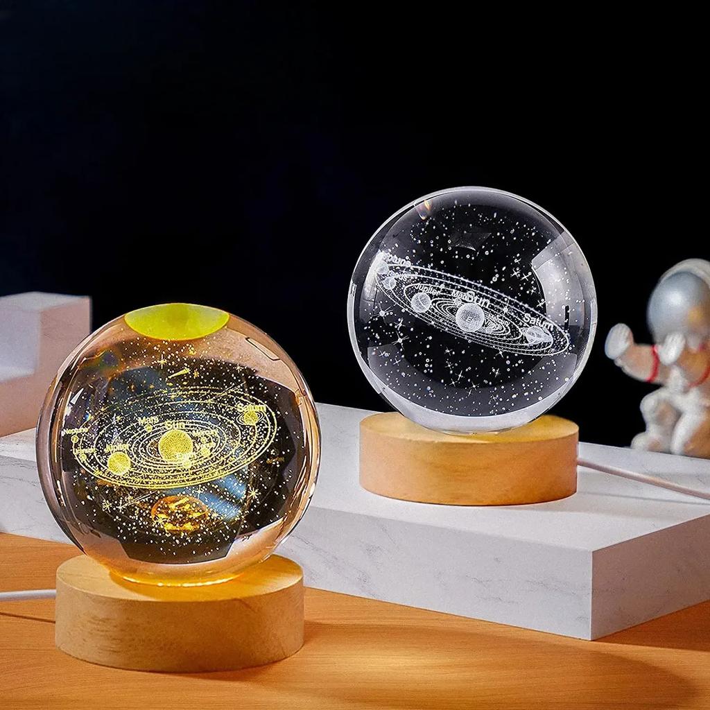 3D Moon Planet Decoration for Bedroom Home and Decoration Dog Toys Crystal Ball USB Night Light Massage Home Table Lamp Planets
