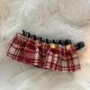 Korean Red Houndstooth Retro Hair Clip: Elegant Half-Up Claw for Women