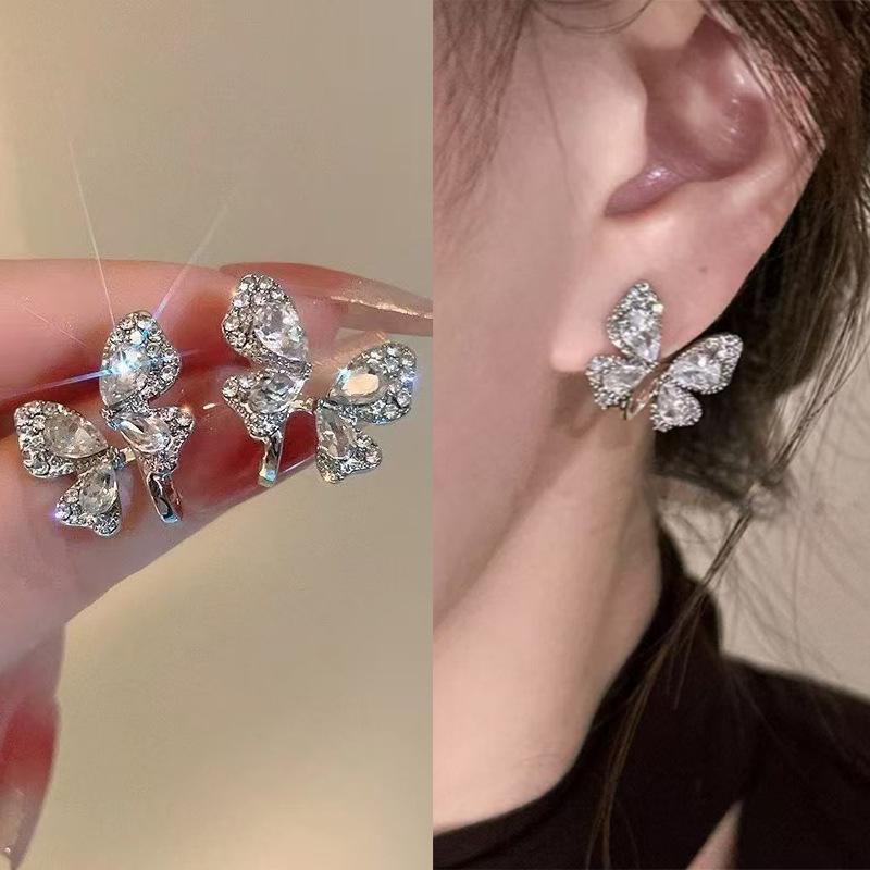 Elegant Zircon Butterfly Stud Earrings - Stylish and Versatile Luxury Accessories