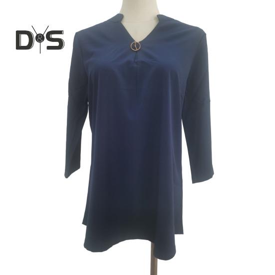 Dámské topy Výstřih do V Knoflíková ozdoba 3/4 rukáv Pulovr Topy Jednobarevné Zmačkané Tričko Ležérní styl Denní nošení