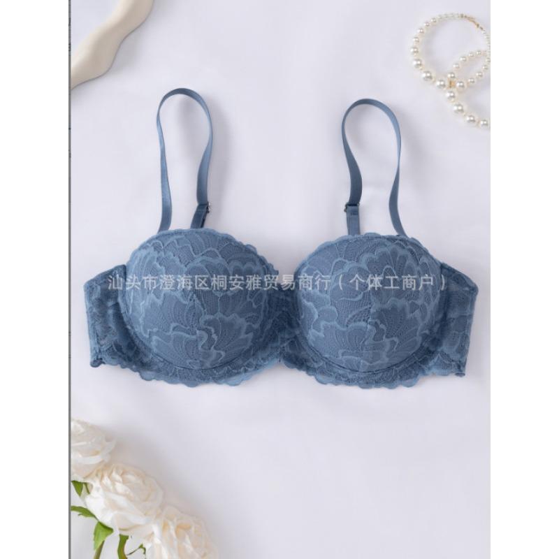 Women's Lace Push Up Strapless Convertible Adjustable Strap Underwire Balconette Sexy Push Up Bralette for Wedding Dress