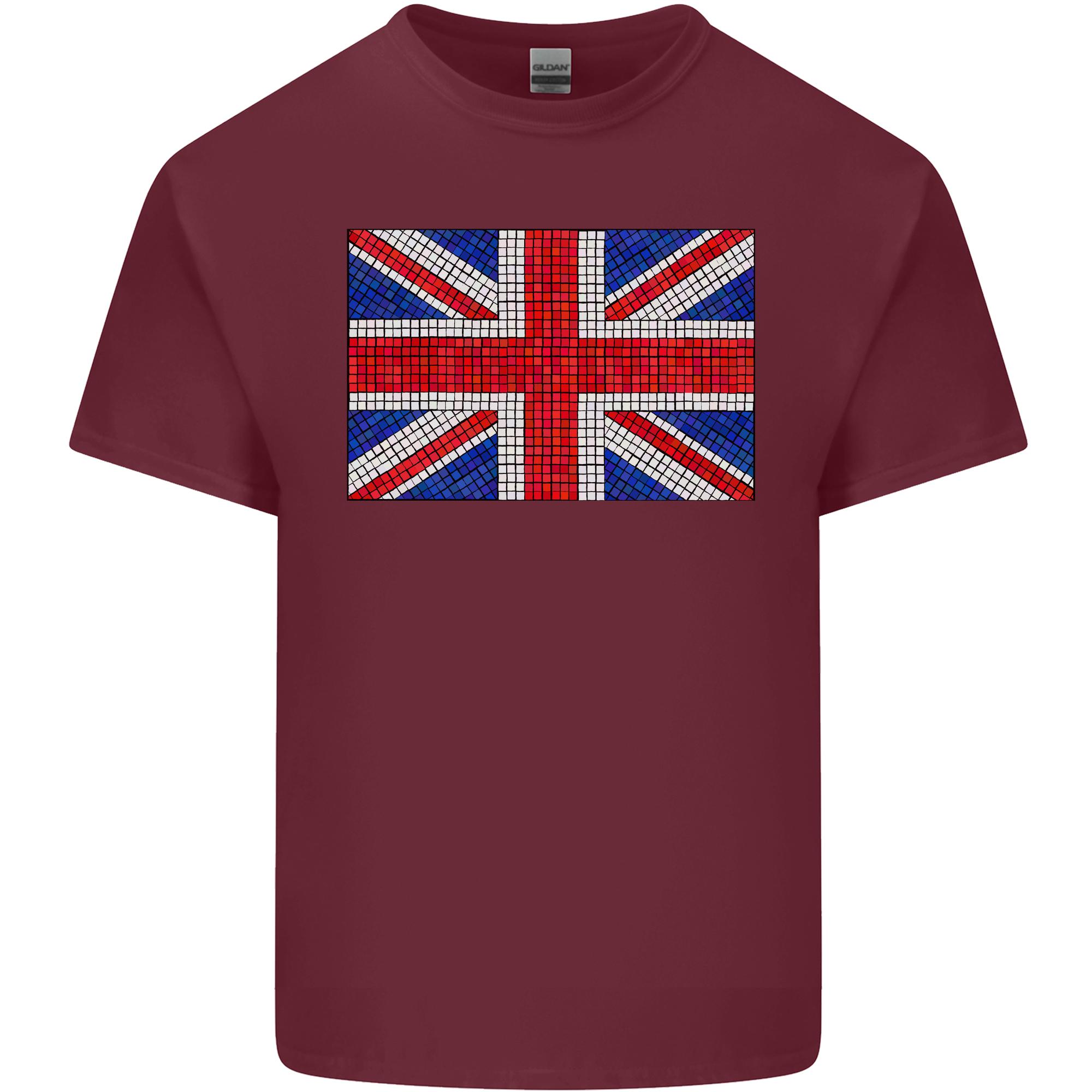 Mosaic Union Jack Flag Great Britain Uk Unisexs Light Cotton Tshirt S