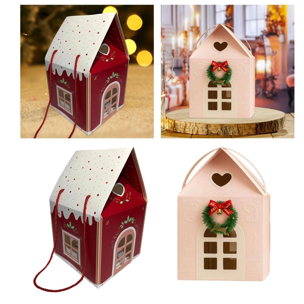 Christmas Cottage Gift Box Cookie Container Multifunctional Christmas Decor Ornament Treat Box for Festival Present Packaging