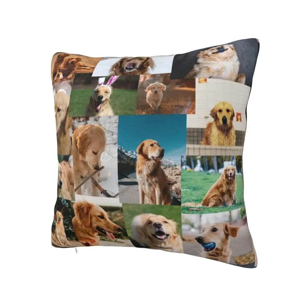 Golden Retriever Collage Kissenbezug Beidseitiger Druck Kissenbezug Dekoration Niedliche Hunde Welpe Kissenbezug Hülle Zuhause Quadratisch