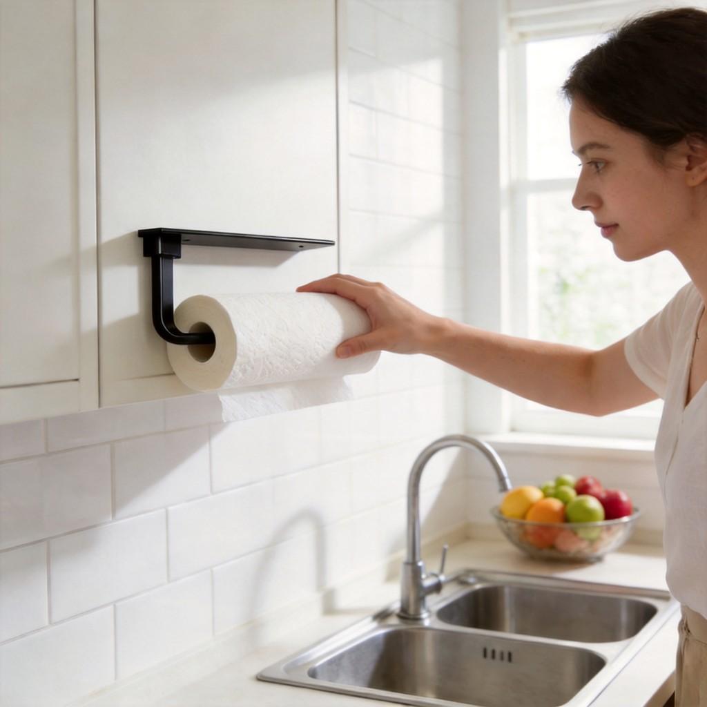 Modern Stainless Steel Kitchen Roll Holder With Multifunction Shelf For Home Use