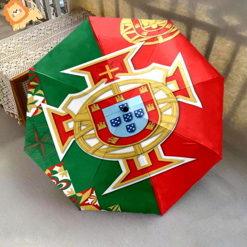 Portuguese Heritage Royal Symbols Folding umbrella durable Suitable for all seasons Three folds light Umbrella