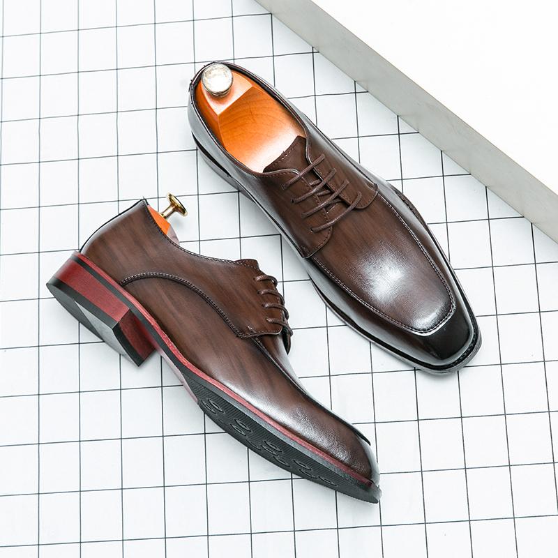 Fashion Men's Casual Oxford Shoes men Black Dress Wedding Shoes Luxury Pointed Toe Office Fashion Derby Shoes Business Leather Shoes