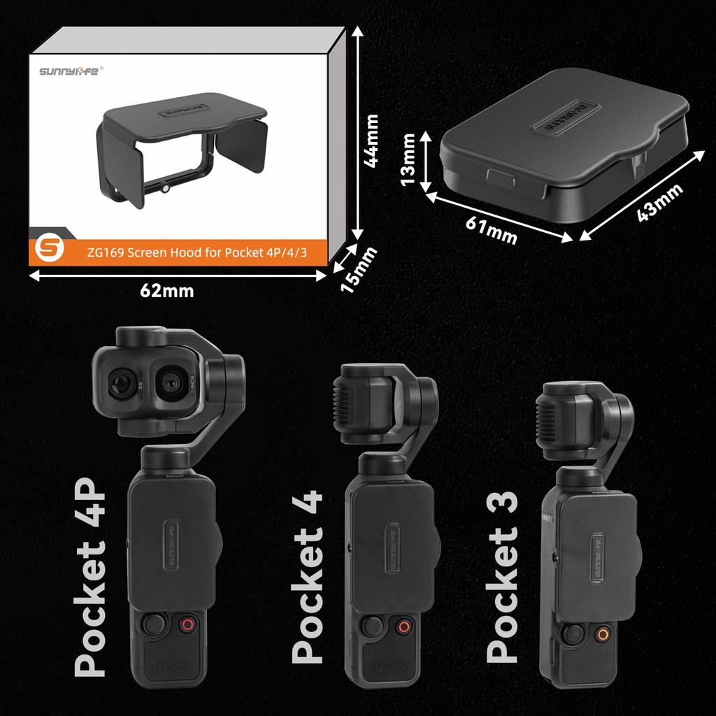 CowGoldChild Sunshade Compatible with DJI Osmo Pocket Pocket 3 Foldable Display Glass Film Sun Hood Protective Cover DJI Action Camera Accessory