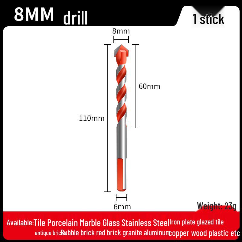 All-in-One 6mm Alloy Triangle Drill Bit for Tile, Concrete, Glass, and Cement