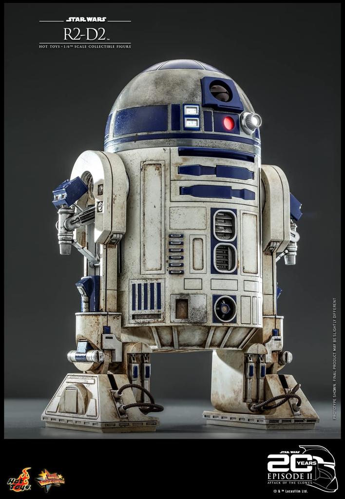 Hot Toys Movie Masterpiece Star Wars Episod Attack of the Clones Skala Ungefär 18 cm MMS651 II R2-D2 1/6 Figur, Vit, Lång,