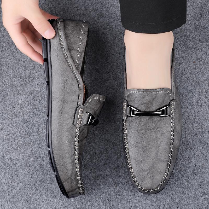 Fashion Leather Men Casual Shoes slip on Luxury Brand 2024 Mens Loafers outdoor Breathable Black Driving Shoes big size 48 49