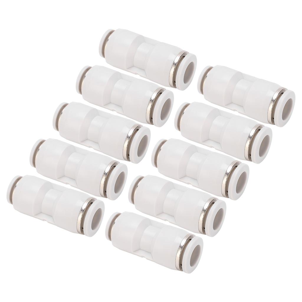 10Pcs Straight Reducing Connector Quick Release Pnuematic Air Hose Reducer Tube Fittings White