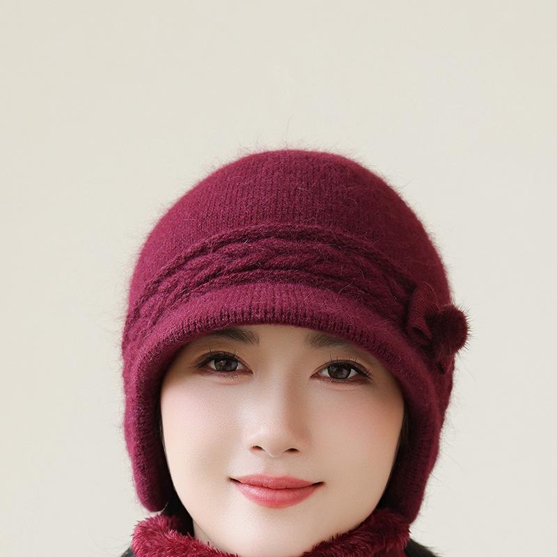 

Women s Winter Velvet Warm Basin Hat Thickened Cold-proof Knitted Hat for The Elderly one size