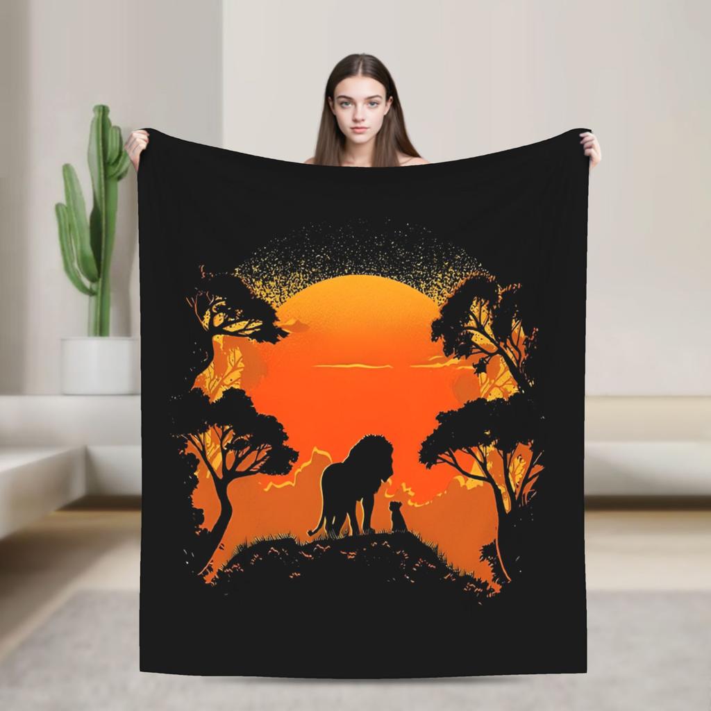 Simba Le Roi Lion Housse de Couverture Anime Couvertures Jetées en Flanelle Literie Canapé Portable Doux Chaud Couvre-lits