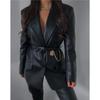 Women's Lapel Bright Face Suit Jacket Lapel Strap Glossy Suit Outwear Women