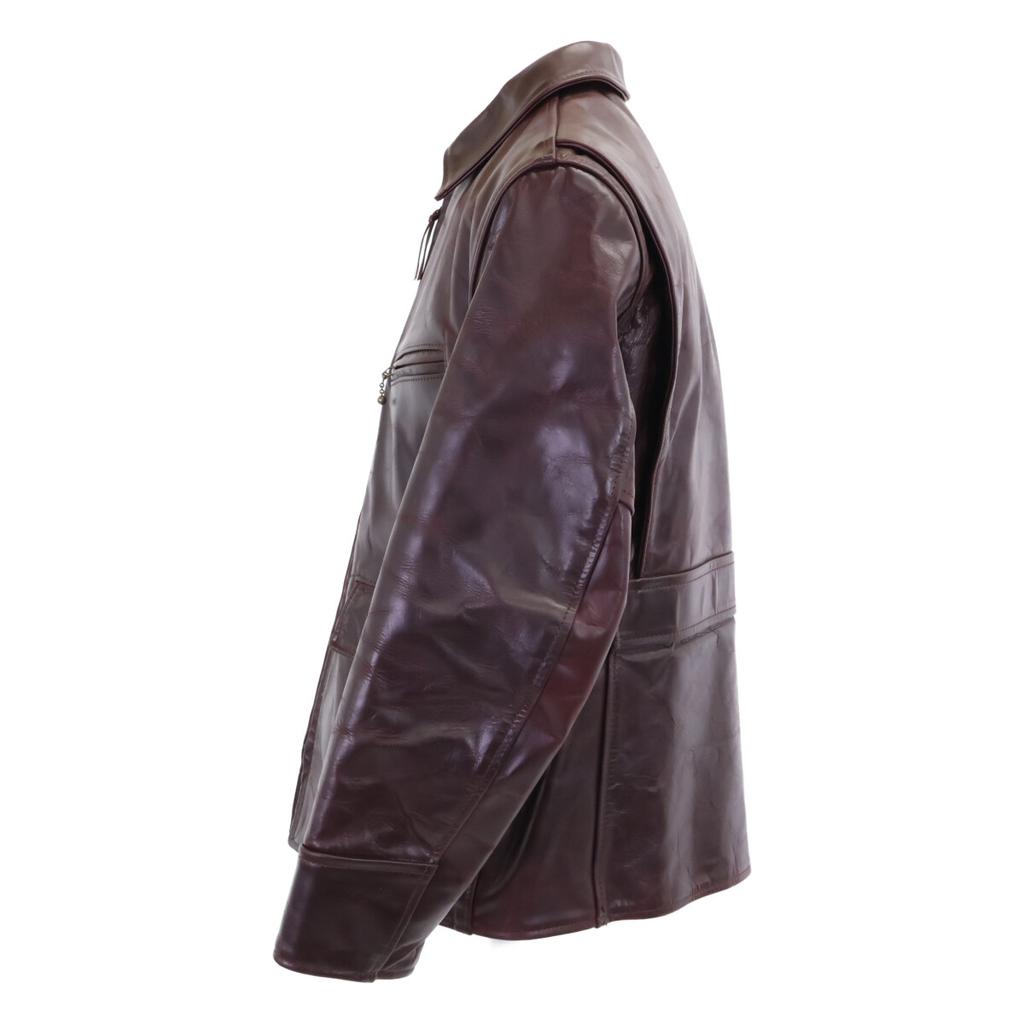 AEROLEATHER Pferdeleder lange Jacke mit langem Halbgürtel Jacke 40 BraunGebraucht
