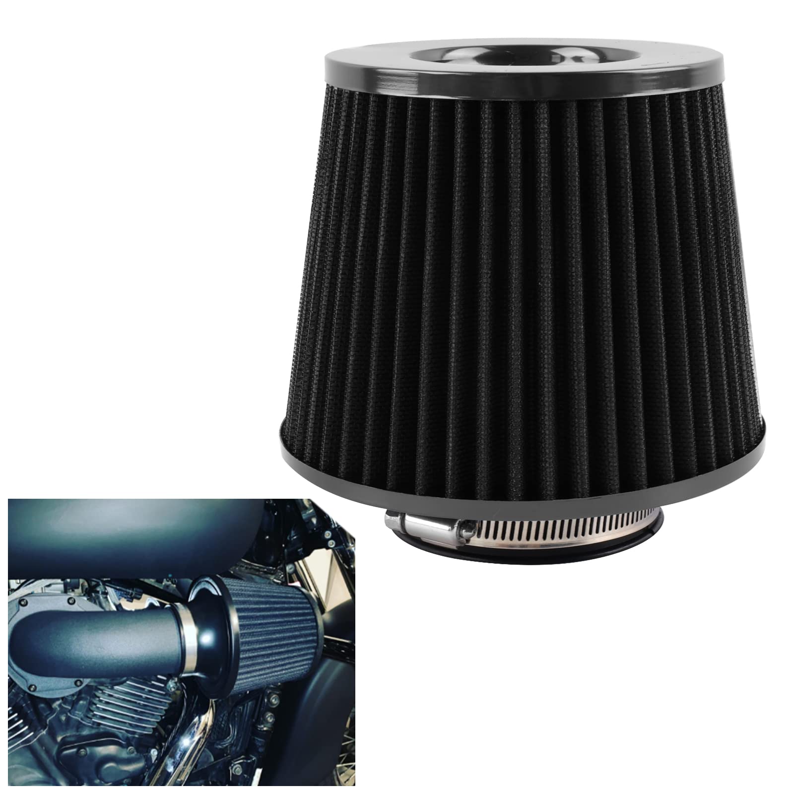 

Universal 76mm Air Filter Mushroom Type Air Filter Adjustable, Increased Intake Efficiency for Cars black чёрный