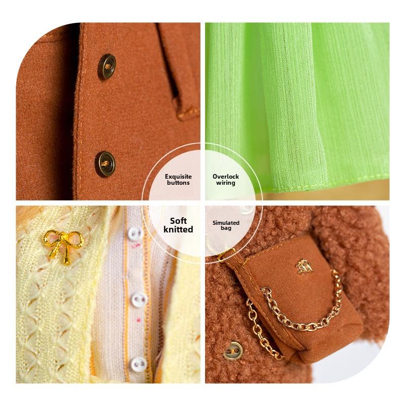 Bambola Supermodella da 32 cm Vestiti Completo Moda Europea Serie Maglione Giallo Set di Accessori Abito da Principessa Giocattoli Fai-da-te Regali per Collezionisti
