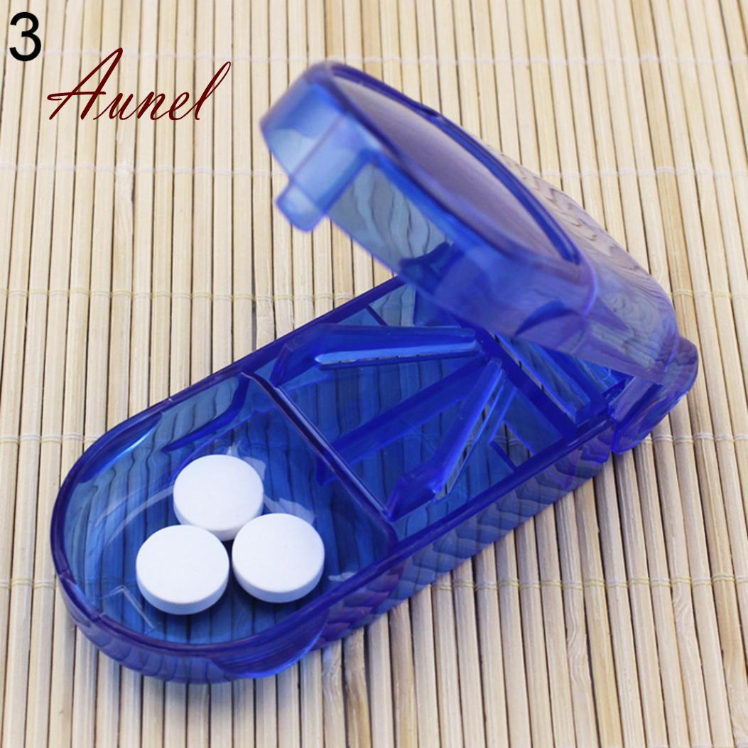 

Разделитель таблеток, половина отделения для хранения, крышка, коробка, держатель для медицинских таблеток синий