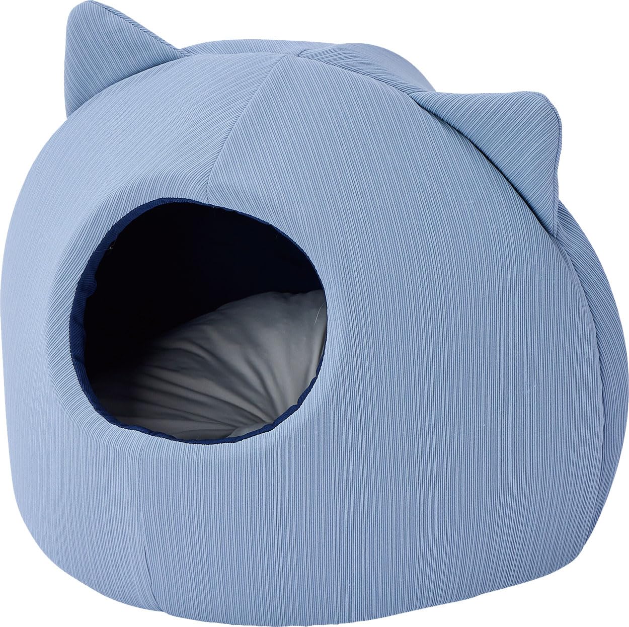 

Petio Охлаждающая и расслабляющая кошачья лежанка с подушкой и куполом с кошачьими ушками, прохладный синий HNA,