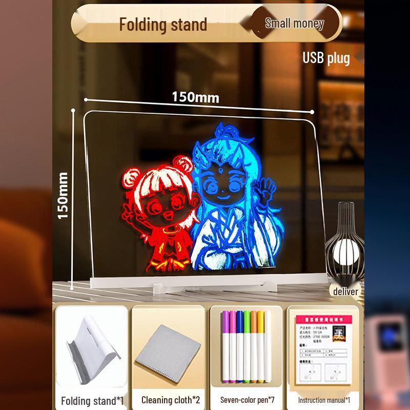 Kids' DIY Luminous Acrylic Message Board: Light-Up Drawing & Writing Display