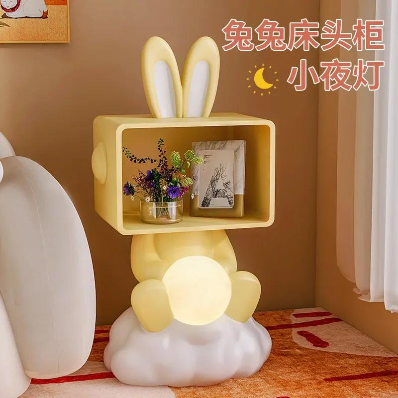 Home Decor Children's Room Rabbit Statues Bedside Table Bedroom Small Storage Side Table Creative Modern Simple Storage Cabinet