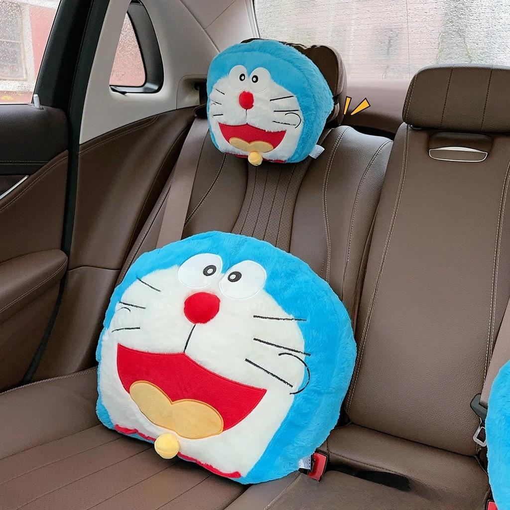 Stuffed Doraemon Comfortable Headrest Neck Safety Seat Back Cushion Seat Belt Cover Throw Pillow Japanese Style Car Decor Girl