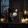 Halloween Spooky Pumpkin Decoration, Eyeball Pumpkin Figurine with Black Artificial Leaves, Holiday Party Ornament for Home, Office, Haunted House