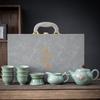 High-grade ceramic Kung Fu tea set, creative ice crack glaze, Ge kiln opening, household teapot, tea set, business gift
