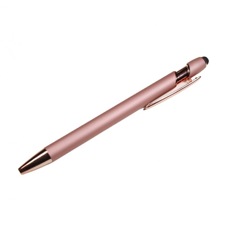 Długopis Metalowy Tusz Czarny Touch Pen Soft Touch Do Ekranów Różowy Modny