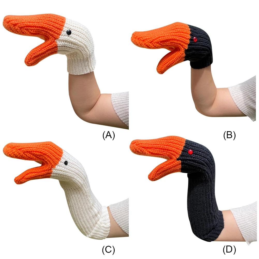 Unisex Knitted Swan Gloves Cold-Proof Creative Knitting Gloves Full Finger Animal Warm Mittens for Children Adult