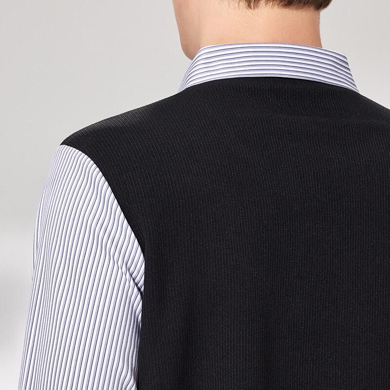 Men's Faux Two-Piece Shirt Collar Knitted Sweater