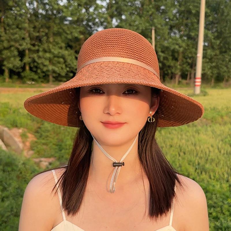 

WTEMPO Пляжные шляпы для отдыха на открытом воздухе, однотонные, дышащие, с широкими полями, женские, с защитой от ультрафиолета, складные, солнцезащитные шляпы 1pc кофейный