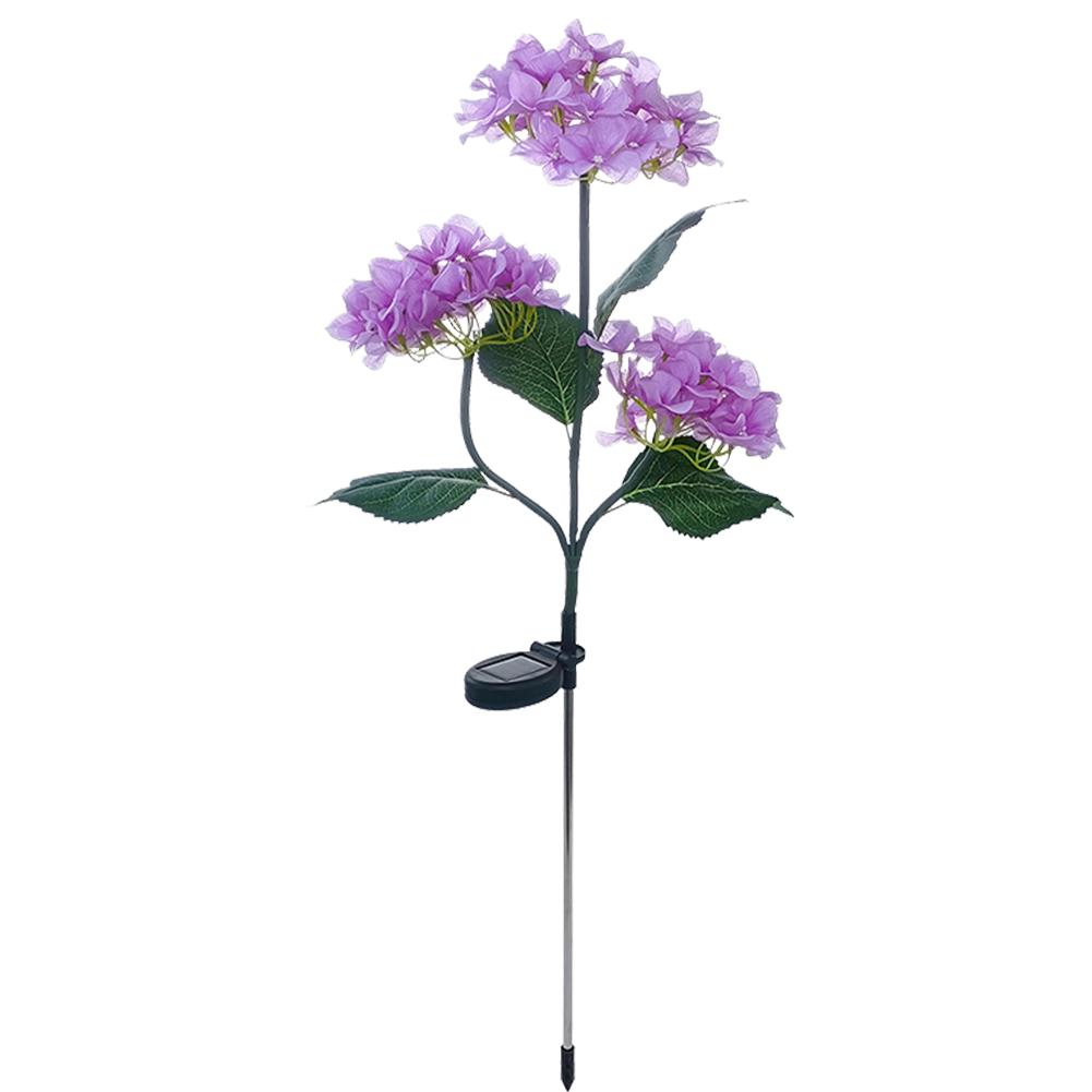 3 Heads Hydrangea Ground Light Waterproof LED Solar Lawn Decorative Lights Adjustable Iron Wire Simulated Bendable for Courtyard