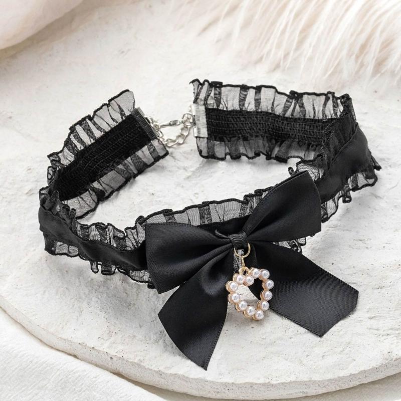 Handmade Heart Pendant Necklace Adornment Personalized Bowknot Neckchain Jewelry