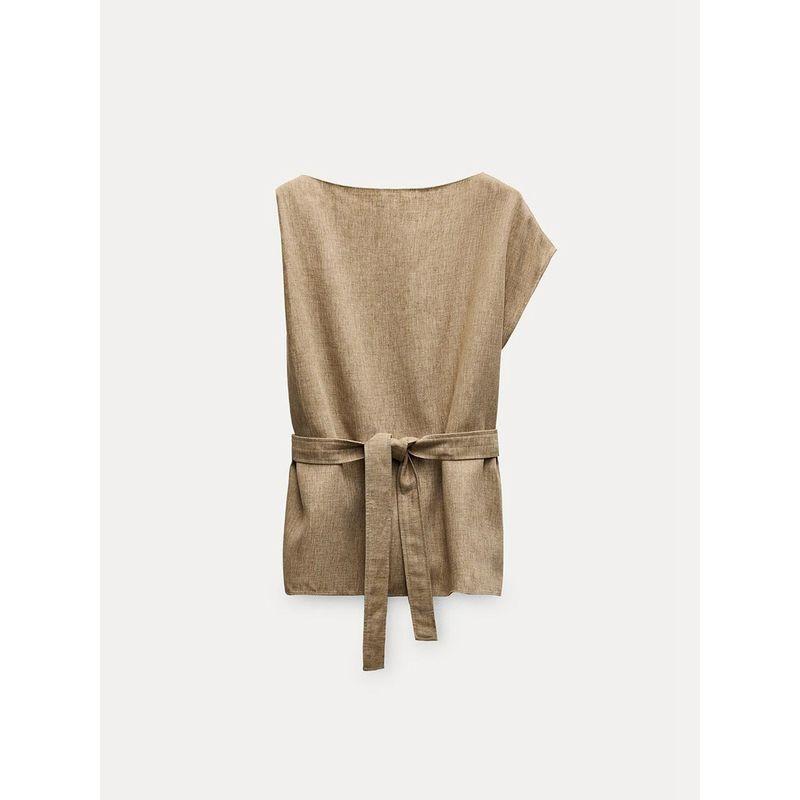 

Za2024 Summer New Product Women s Clothes Short Sleeve Tops 4043246 621 Casual Pants 4043255 621 Khaki Tops L